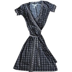 Black & white print wrap dress